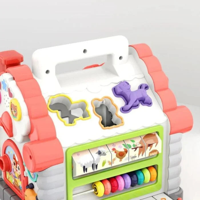 Animal Shape Sorting Activity House Designed for Early Learning Fun with animal shape slots and abacus beads