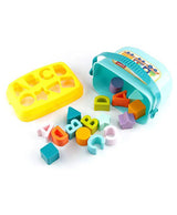 Baby learning bucket with colorful alphabet blocks for shape sorting and ABC practice