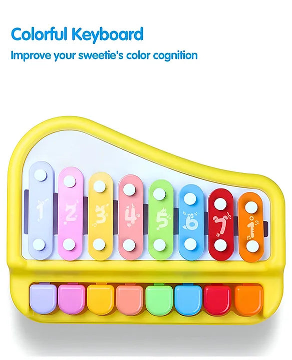 Colorful baby musical xylophone piano toy showing bright numbered bars and keys designed to improve color learning