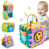 Educational Shape Sorter 6 in 1 Learning Cube Designed for Early Skill Growth with baby playing happily