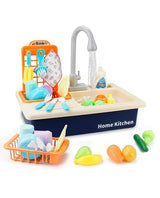 Home Kitchen Sink Play Station Designed for Water Play and Dish Cleaning Fun with utensils and play food
