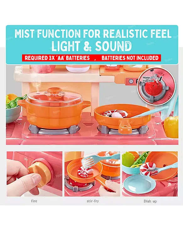 Home Kitchen Cooking Station Realistic Sound and Play Accessories mist light and sound feature display