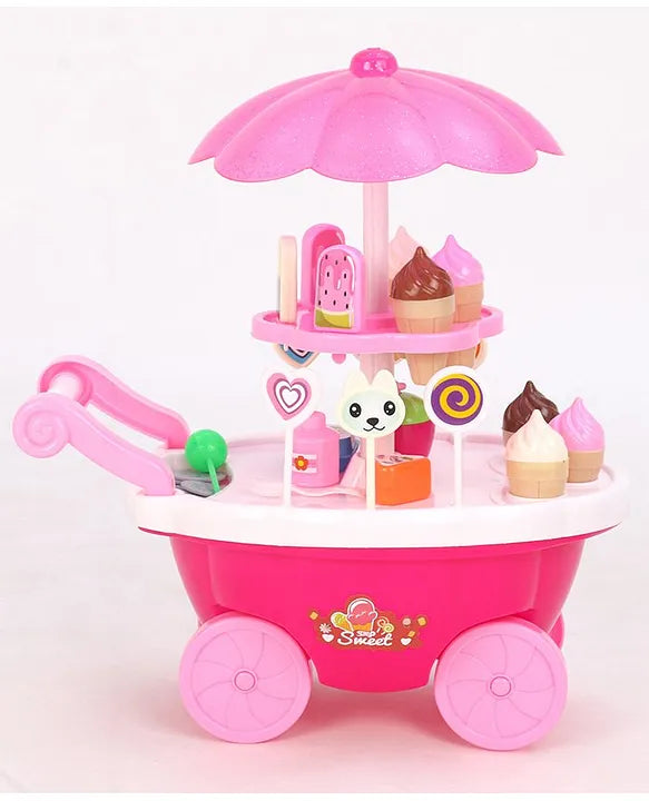 Kids Sweet Ice Cream Cart Play Set for Fun Pretend Play and Happy Learning Front View