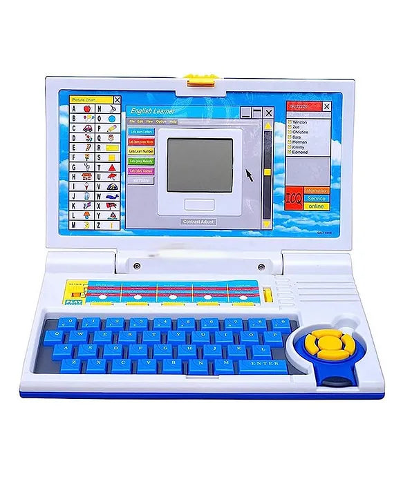 Smart learning laptop toy with keyboard screen and study buttons designed for early education and play