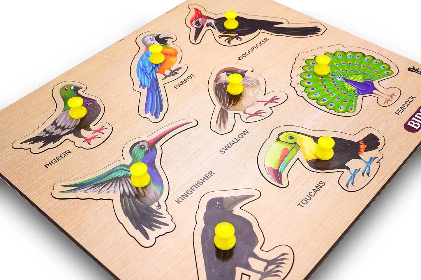 Wooden Birds Peg Puzzle Board for Kids