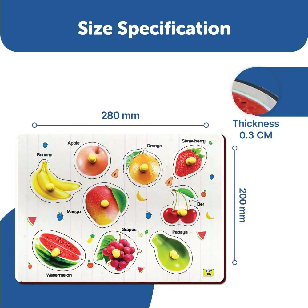 Wooden Fruits Jigsaw Puzzle with Knobs – Educational Learning Toy for Toddlers