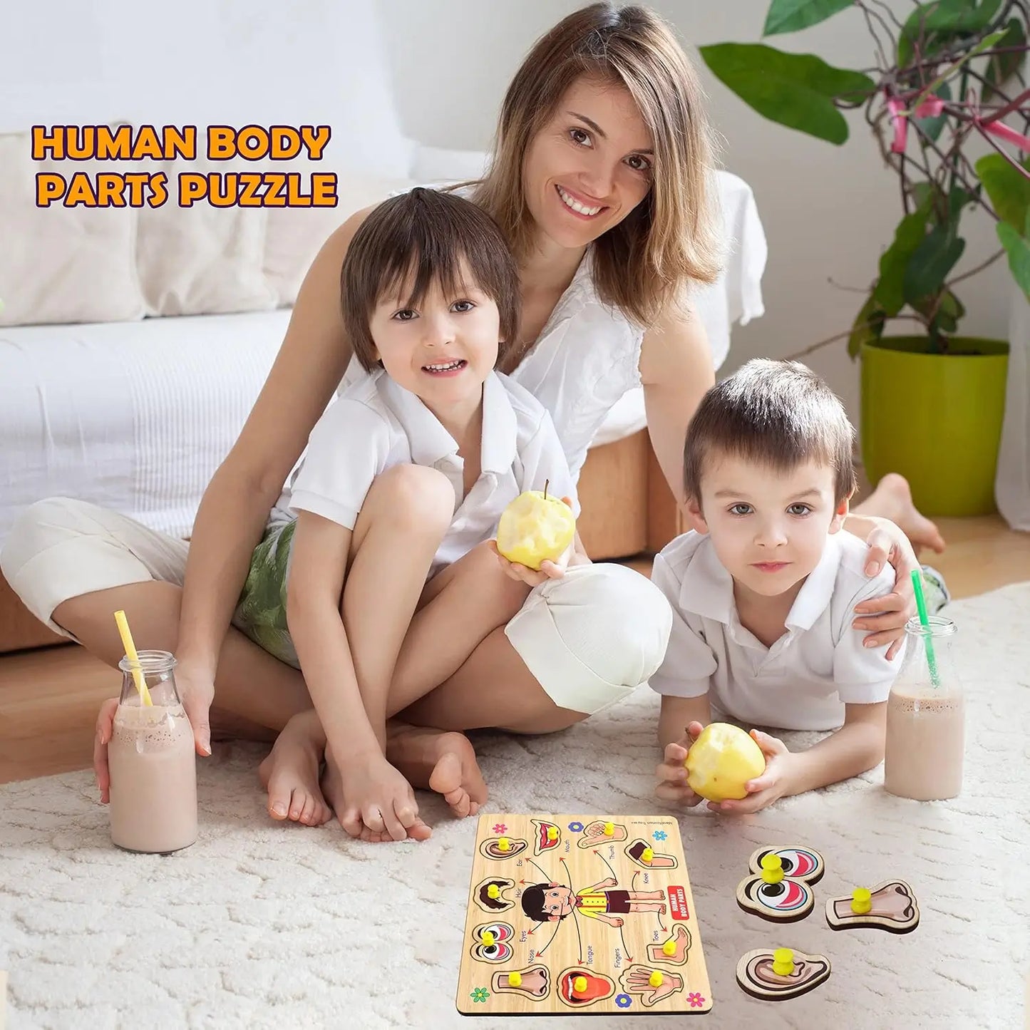 Wooden Human Body Parts Educational Jigsaw Puzzle with Knobs for Kids