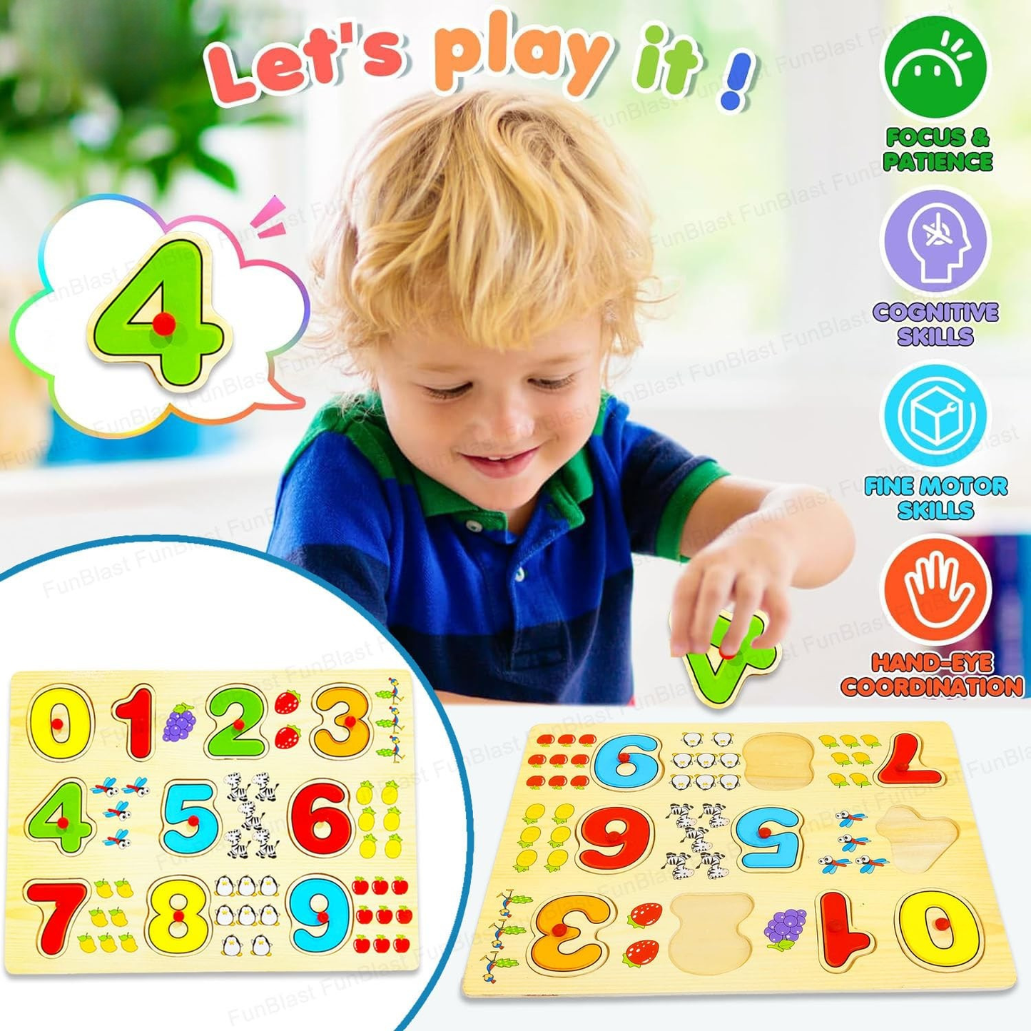 Montessori Style Wooden Number Puzzle Toy for Early Learning