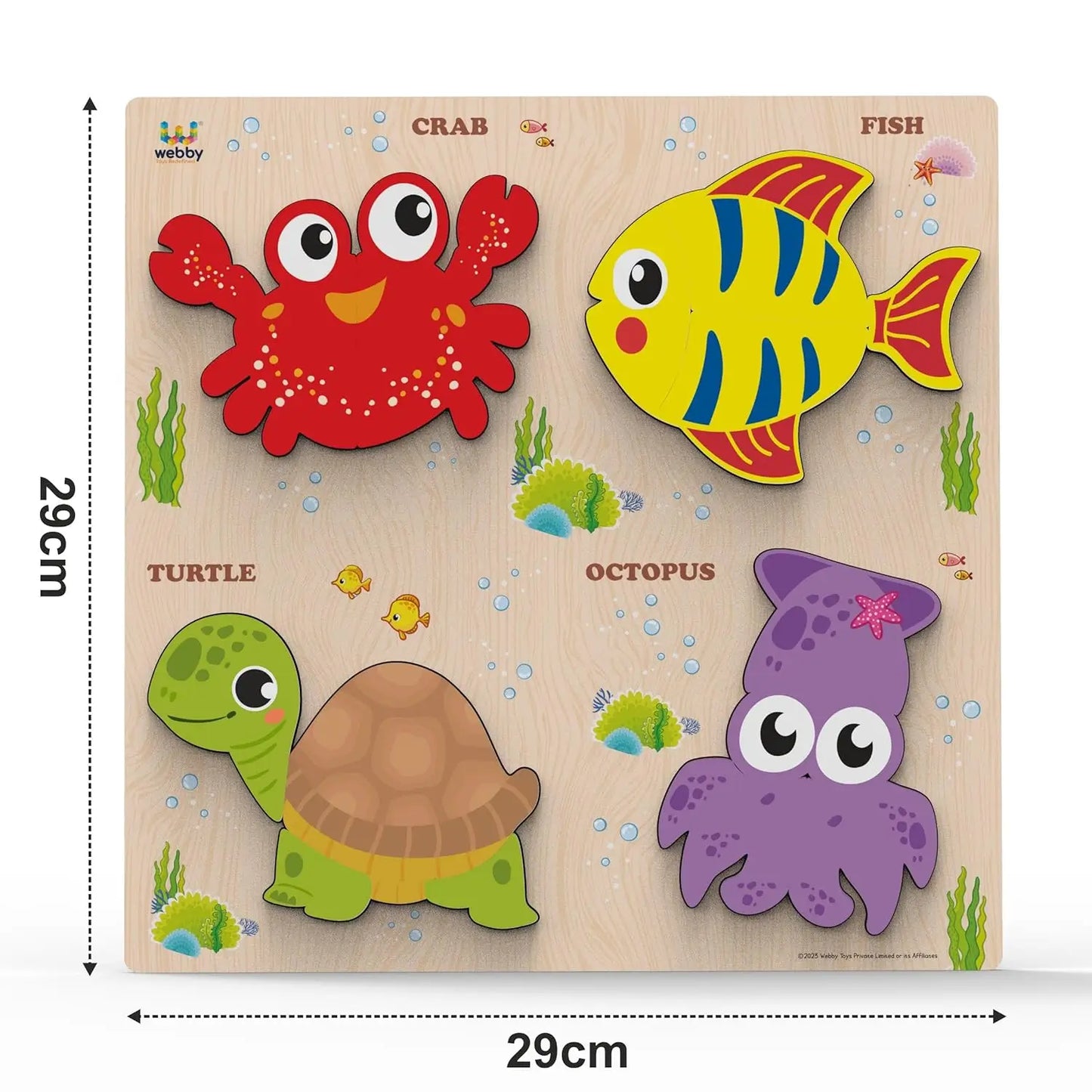 Wooden Sea Animals Puzzle Board for Kids