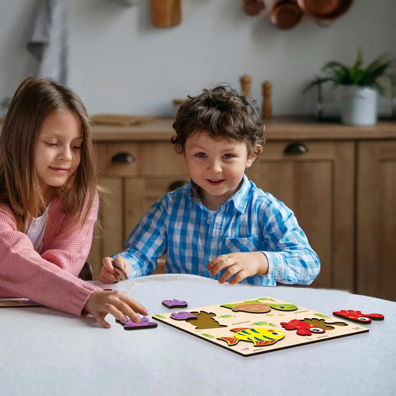 Wooden Sea Animals Puzzle Board for Kids
